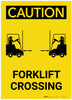 Caution: Forklift Crossing Portrait - Label