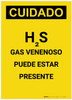 Caution: H2S Poisonous Gas May Be Present Spanish Portrait - Label