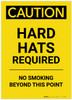 Caution: Hard Hats Required No Smoking Portrait - Label