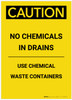 Caution: Use Chemical Waste Containers Portrait - Label