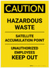 Caution: Hazardous Waste Satellite Accumulation Point Portrait - Label