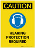 Caution: Hearing Protection Required With Graphic Portrait - Label Caution: Hearing Protection Required With Graphic Portrait - Label
