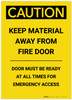 Caution: Keep Material Away From Fire Door Portrait - Label