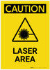 Caution: Laser Area with Hazard Graphic Portrait - Label Caution: Laser Area with Hazard Graphic Portrait - Label