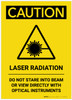 Caution: Laser Radiation Do Not Stare into Beam Portrait - Label Caution: Laser Radiation Do Not Stare into Beam Portrait - Label