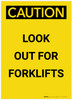 Caution: Look Out For Forklifts Portrait - Label