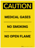 Caution: Medical Gases No Smoking Portrait - Label