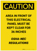 Caution: NEC Regulations Keep Clear of Electrical Panel Portrait - Label