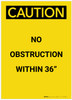 Caution: OSHA Regulations No Obstruction Within 36 Inches Portrait - Label Caution: OSHA Regulations No Obstruction Within 36 Inches Portrait - Label