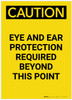 Caution: PPE Eye and Ear Protection Required Beyond This Point Portrait - Label Caution: PPE Eye and Ear Protection Required Beyond This Point Portrait - Label