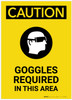 Caution: PPE Goggles Required in This Area With Graphic Portrait - Label