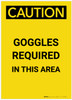 Caution: PPE Goggles Required in This Area Portrait - Label