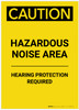 Caution: PPE Hazardous Noise Area Hearing Protection Required Portrait - Label