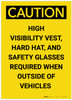Caution: PPE Required Outside Vehicles Portrait - Label Caution: PPE Required Outside Vehicles Portrait - Label