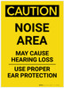 Caution: PPE Noise Area May Cause Hearing Loss Use Hearing Protection Portrait - Label