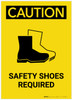 Caution: PPE Safety Shoes Required With Graphic Portrait - Label