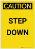 Caution: Step Down Yellow Portrait - Label