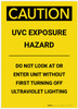 Caution: UVC Exposure Hazard Portrait - Label