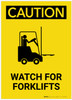 Caution: Watch for Forklifts Portrait - Label