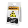 Warning: Hazardous Voltage - Keep Away with Pictogram ANSI - A-Frame Sign Warning: Hazardous Voltage - Keep Away with Pictogram ANSI - A-Frame Sign