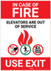 In Case Of Fire Elevators Out Of Service with Icons Portrait - Label In Case Of Fire Elevators Out Of Service with Icons Portrait - Label