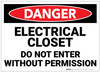 Danger: Electrical Closet - Do Not Enter Without Permission - Label Danger: Electrical Closet - Do Not Enter Without Permission - Label