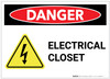 Danger: Electrical Closet with Hazard Icon - Label Danger: Electrical Closet with Hazard Icon - Label