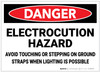 Danger: Electrocution Hazard - Avoid Touching/Stepping on Ground Straps - Label Danger: Electrocution Hazard - Avoid Touching/Stepping on Ground Straps - Label