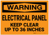Warning: Electrical Panel - Keep Clear up to 36 Inches - Label