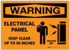 Warning: Electrical Panel - Keep Clear up to 36 Inches With Graphic - Label Warning: Electrical Panel - Keep Clear up to 36 Inches With Graphic - Label