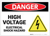 Danger: High Voltage Electrical Shock Hazard with Hazard Icon - Label