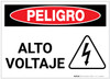 Danger: High Voltage with Hazard Icon Spanish - Label