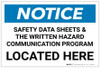 Notice: Safety Data Sheets Located Here - Label