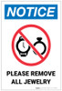Notice: Please Remove All Jewelry Portrait ANSI - Label