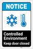 Notice: Controlled Environment Keep Door Closed Portrait ANSI - Label