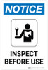 Notice: Inspect Before Use Portrait with Icon - Label