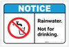 Notice: Rainwater Not For Drinking ANSI - Label