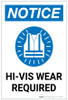 Notice: Hi Vis Wear Required Portrait - Label Notice: Hi Vis Wear Required Portrait - Label