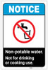 Notice: Non-Potable Water - Not for Drinking or Cooking Use Portrait ANSI - Label