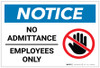 Notice: No Admittance - Employees Only With Graphic - Label