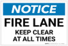 Notice: Fire Lane Keep Clear At All Times - Label