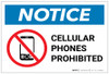 Notice: Cellular Phones Prohibited with Icon - Label
