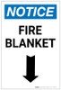 Notice: Fire Blanket with Down Arrow Portrait - Label Notice: Fire Blanket with Down Arrow Portrait - Label