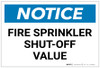 Notice: Fire Sprinkler Shut-Off Value Landscape - Label