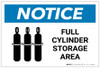 Notice: Full Cylinder Storage Area with Icon Landscape - Label Notice: Full Cylinder Storage Area with Icon Landscape - Label