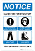 Notice: Mandatory For Site Safety - PPE/Area Under Video Surveillance Portrait with Icons - Label Notice: Mandatory For Site Safety - PPE/Area Under Video Surveillance Portrait with Icons - Label