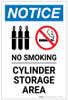Notice: No Smoking Cylinder Storage Area with Icons - Label