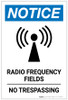 Notice: Radio Frequency Fields No Trespassing with Icon Portrait - Label