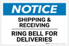Notice: Shipping & Receiving - Ring Bell For Deliveries - Label