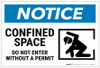 Notice: Confined Space Do Not Enter Without Permit Confined Person Icon Landscape - Label
